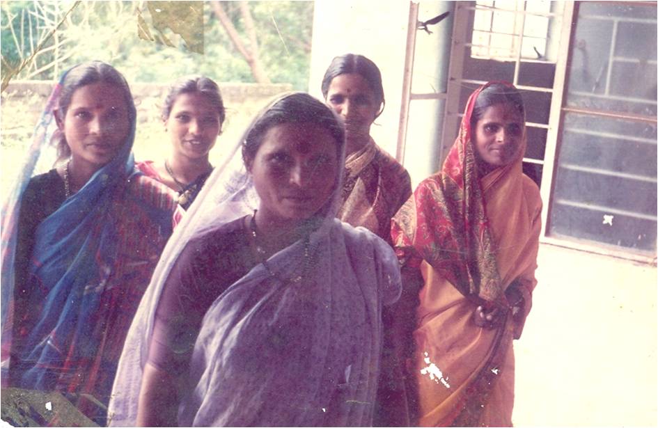 Annapurna's First Loan Group outside 8x8 room Informal Office below Medha tai's house.