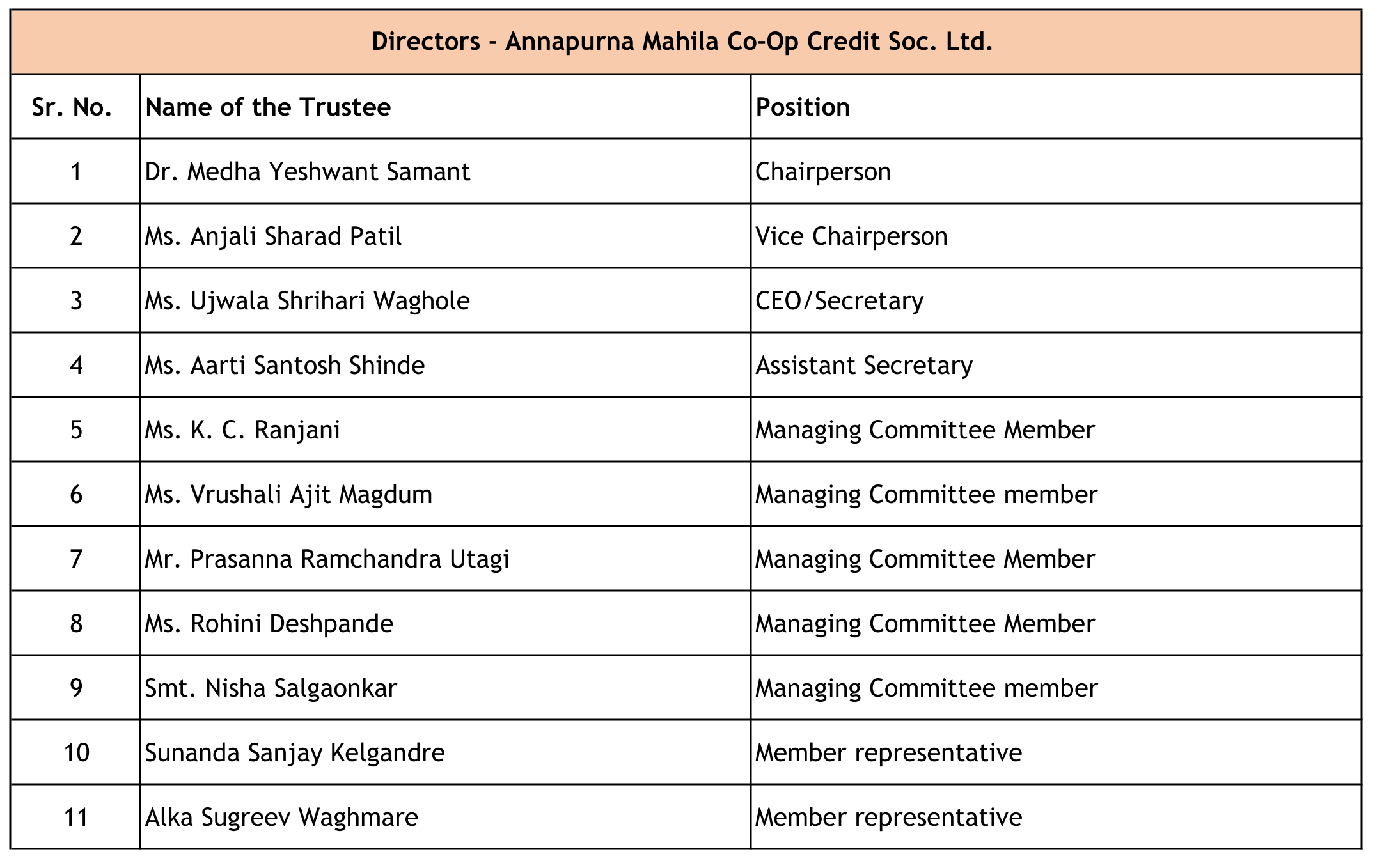 Directors AMCCSL List